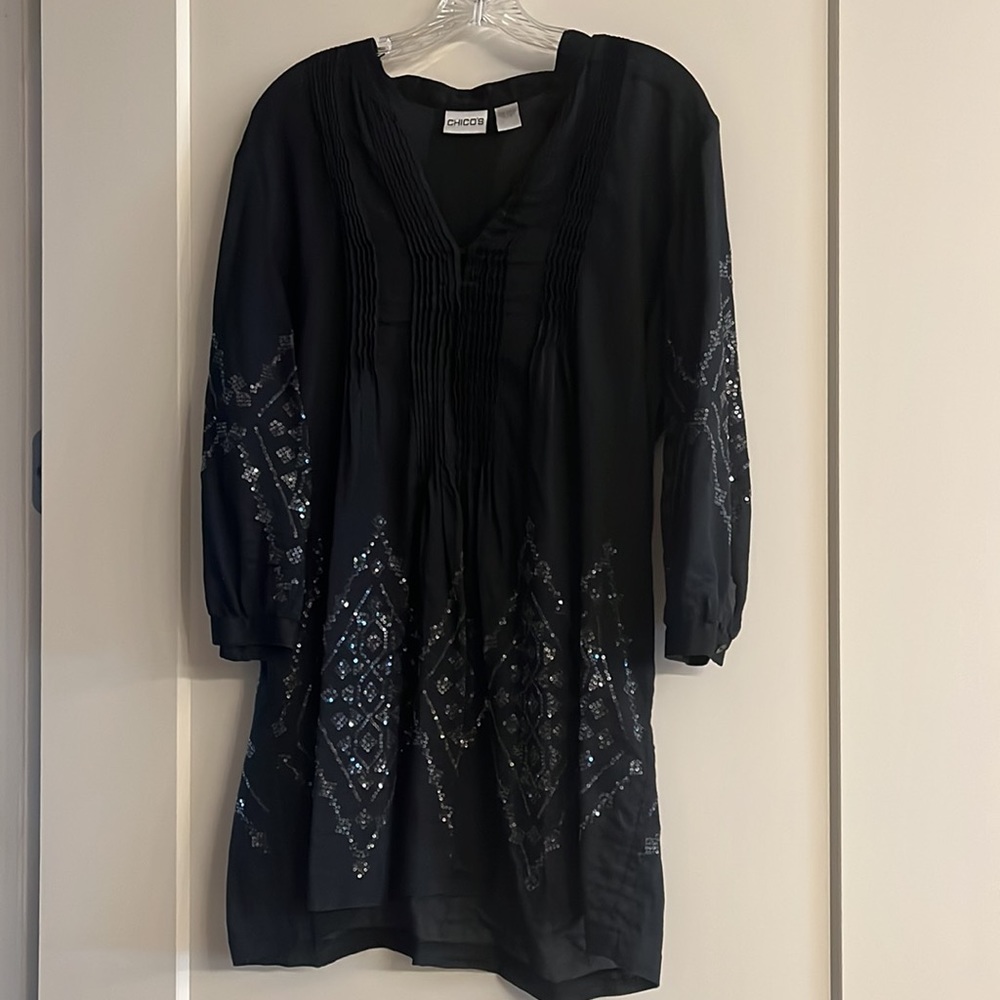 Chicos size 2/US 12 black embellished tunic